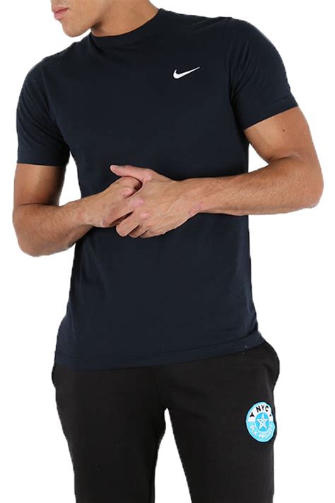 nike mens plain  neck short sleeves    swoosh logo gym  shirt top ebay