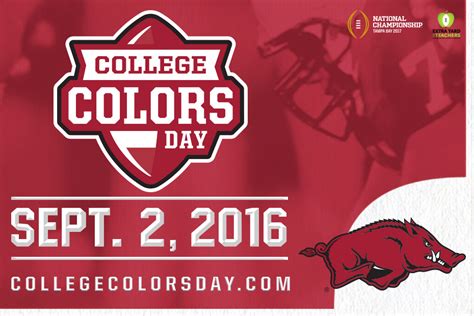 national launch  college colors day  friday arkansas razorbacks