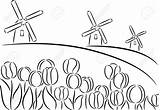 Windmill Drawing Tulips Holland Getdrawings Dutch sketch template