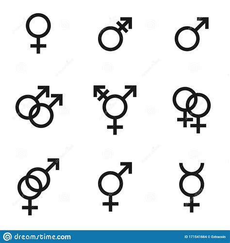 Gender Identities Icons Set Sex Relationship Gender Signs Male