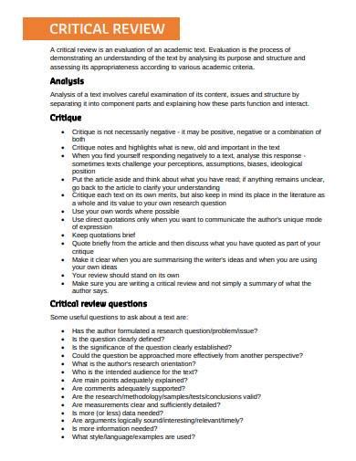 critical review assignment cover page template  ms word riset
