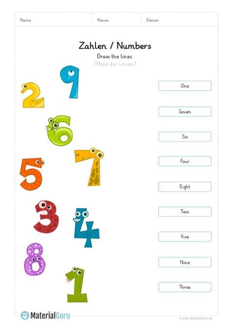 zahlen numbers englisch lernen englisch lernen kinder
