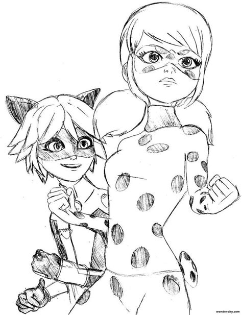 ladybug  cat noir coloring pages  printable coloring pages