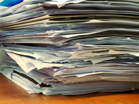 pile  papers  office desk stock photo image  file heap