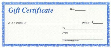 gift certificate  shown  blue trimmings   edges