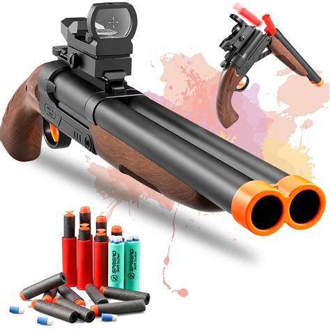buy double barrel toy foam blaster soft bullet toy  shell ejection ejecting toy
