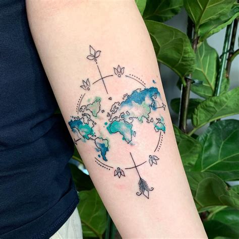 Map Of The World Tattoo On Forearm Tattoo Designs For Women