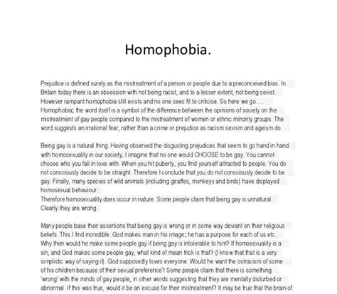 Homophobia Many People Base Their Assertions That Being