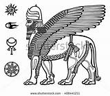 Assyrian Winged Sargon Mesopotamia Mythical Deity Shedu sketch template