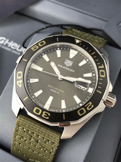 tag heuer aquaracer green dial  reserve price catawiki