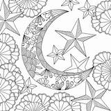 Mond Sterne Getdrawings Malvorlagen Trippy Coloringhome Psychedelic Freemandaladownload sketch template