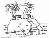 Tree Palm Island Coloring Template House sketch template