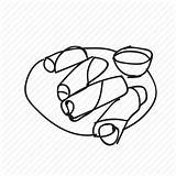 Egg Roll Drawing Chinese Culture Icon Sauce Entry Plate Food Paintingvalley sketch template