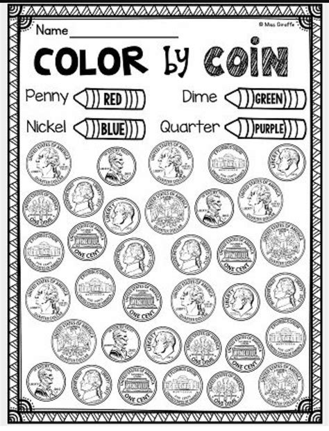 coloring coins worksheet