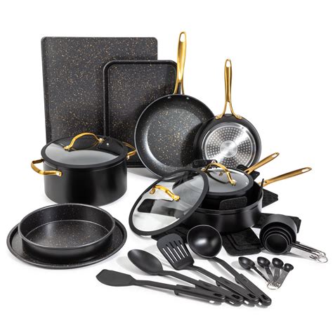 thyme table  stick cookware bakeware gold  pieces set