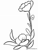 Poppy Coloring Pages Flower Flowers Drawing Kids Patterns Line Simple Poppies Pattern Printable Two Beautiful Template Colouring Books Scroll Saw sketch template