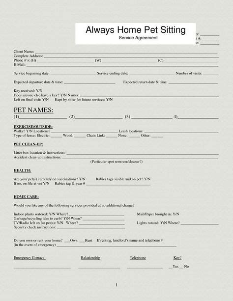pet sitting contract template      images  dog