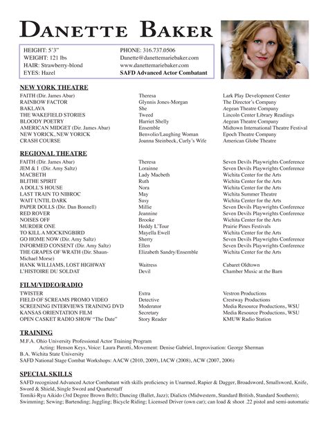 acting resume coverletterpedia