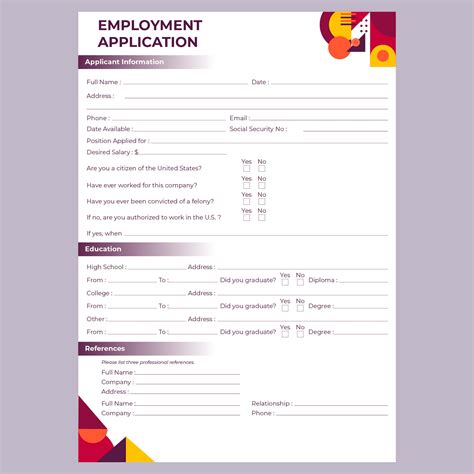 practice job application forms printable     printablee