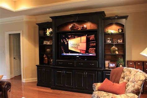 fascintng black entertainment center cabinets  family room  flat