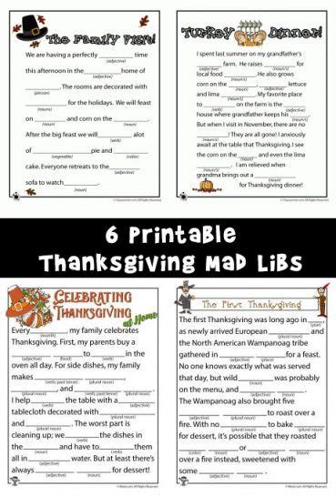 seasonal mad libs thanksgiving activities  kids thanksgiving family