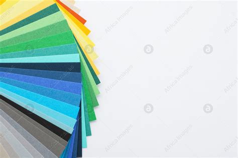 color palette samples  white background top view stock photo