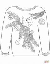 Sweater Coloring Ugly Christmas Pages Cat Colouring Printable Sweaters Motif Branches Sheet Template Color Sheets Adult Muminthemadhouse Drawing Winter Tacky sketch template