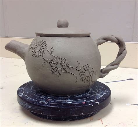 hand built ceramic tea pot  drying high school ceramics class