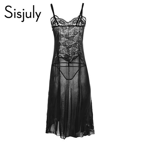 Buy Sisjuly Sexy Lingerie Split Up Nightgown Long See
