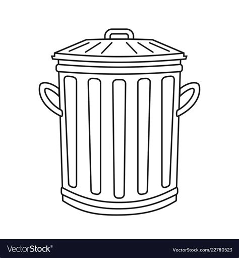 line art black and white street trash can vector image