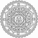 Hand Hamsa Coloring Mandala Mandalas Pages Adults Amulet Happiness Middle God Template Fatima Health sketch template