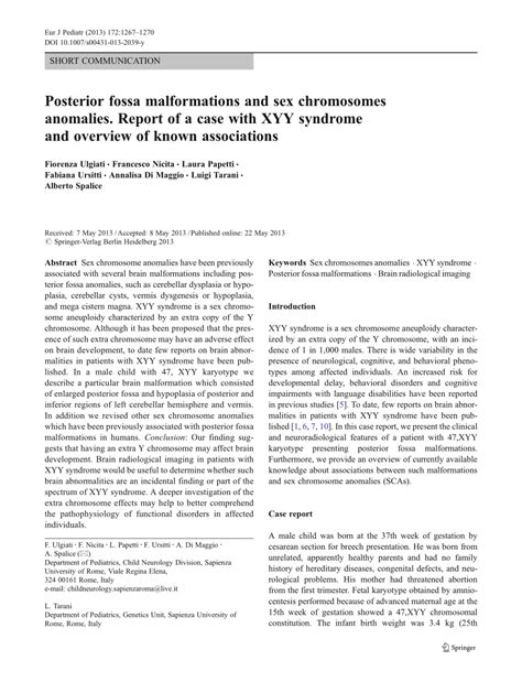 pdf posterior fossa malformations and sex chromosomes anomalies