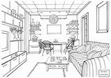 Coloring Pages Kitchen Room Living Drawing Kids Interior Zimmer Zeichnen Adult Modern Printable Ausmalen House Ausmalbilder Color Mit Bilder Bedroom sketch template