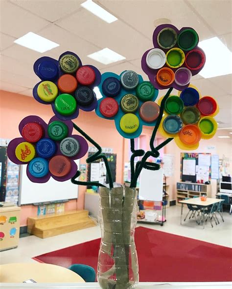 recycling material flowers teacherlife window kindergarten