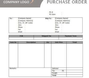 purchase order slip template  office files