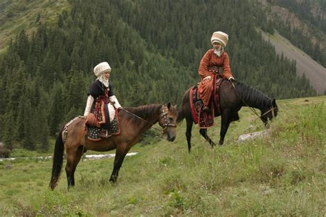 Kirghiz Women In Traditional Costume Kyrgyzstan Central
