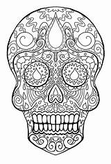 Skull Muertos Dia Los Coloring El Pages Adults sketch template