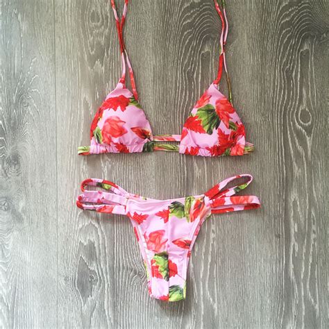 promotion sexy bikini set women bathing suit floral swimsuit strappy