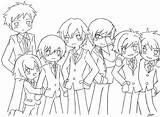 Ouran Coloring Pages Host Club Highschool Lineart sketch template