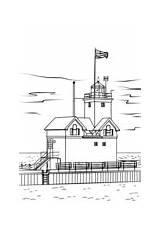Michigan Coloring Harbor Holland Light Sable Ludington Lighthouse Point Big sketch template