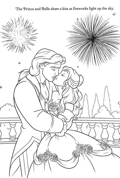 coloring page  beauty   beast  animation movies