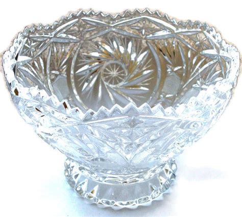 antique early american pressed glass pedestal fruit bowl etsy