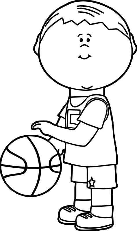 playing basketball kid coloring page