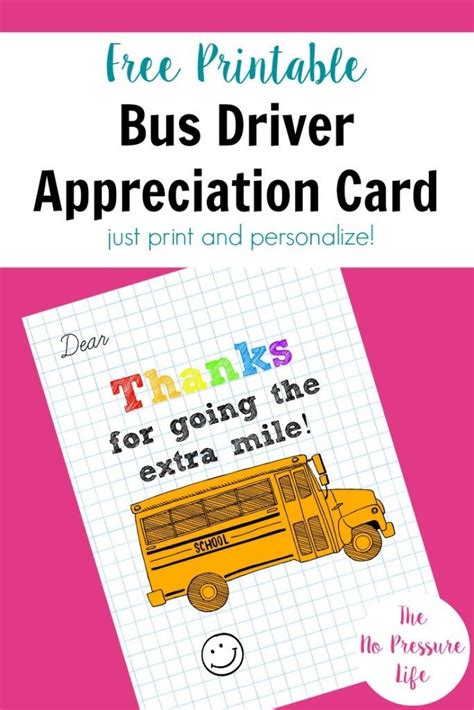 bus driver appreciation card  printable bus driver appreciation