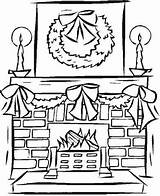 Fireplace Christmas Drawing Getdrawings Coloring sketch template