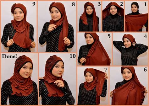 cara memakai jilbab modern lengkap dengan gambar