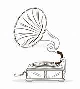 Phonograph Gramophone Grammophon Lokalisiertes Ikonendesign Zeichnet Altes Vektoren Yupiramos sketch template
