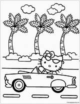 Hello Kitty Car Pages Coloring Riding Color sketch template