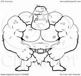 Ogre Tough Buff Cartoon Clipart Outlined Coloring Vector Cory Thoman Royalty Template sketch template