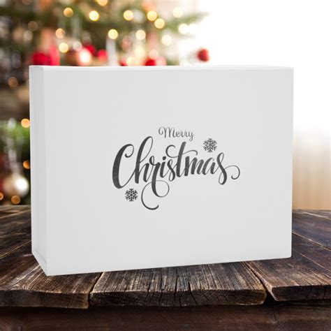 merry christmas gift box  midpac  matt white   silver foil merry christmas print
